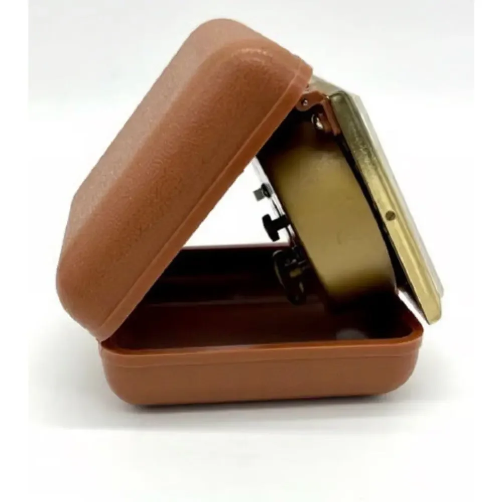 Vintage Westclox Travel Alarm Clock Brown Case Working Condition